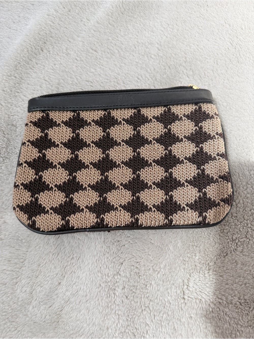 The Sak Beige and Dark Brown Knit Zip Pouch
